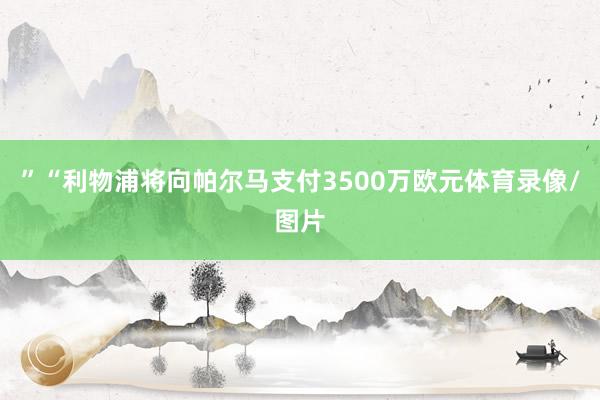 ”“利物浦将向帕尔马支付3500万欧元体育录像/图片