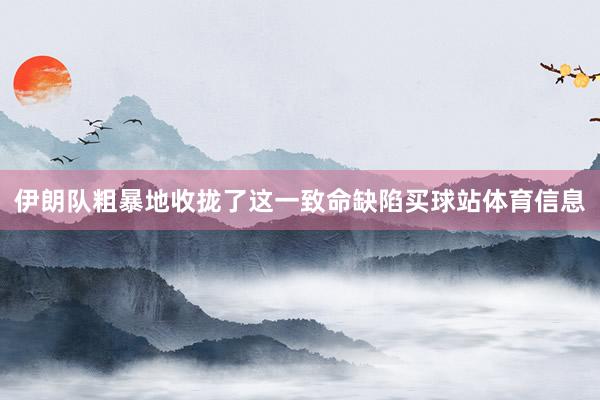 伊朗队粗暴地收拢了这一致命缺陷买球站体育信息