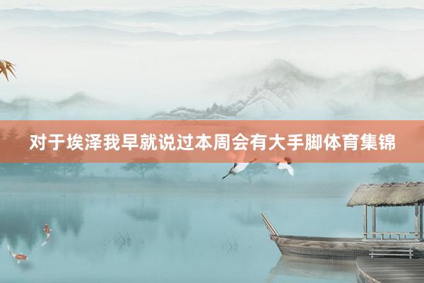 对于埃泽我早就说过本周会有大手脚体育集锦