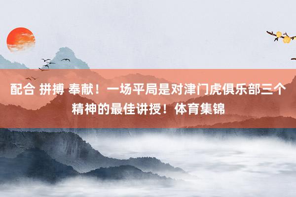 配合 拼搏 奉献！一场平局是对津门虎俱乐部三个精神的最佳讲授！体育集锦