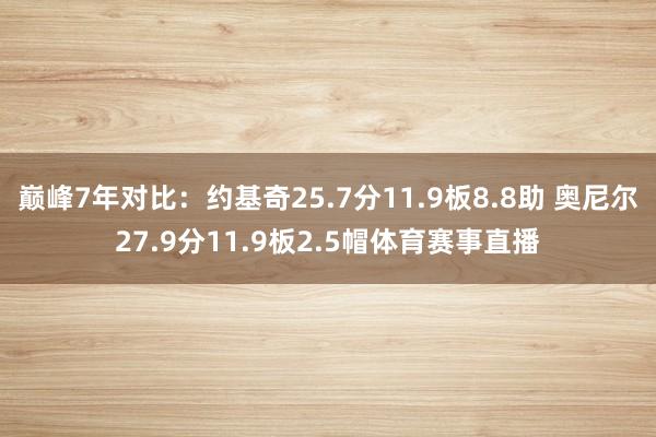 巅峰7年对比：约基奇25.7分11.9板8.8助 奥尼尔27.9分11.9板2.5帽体育赛事直播
