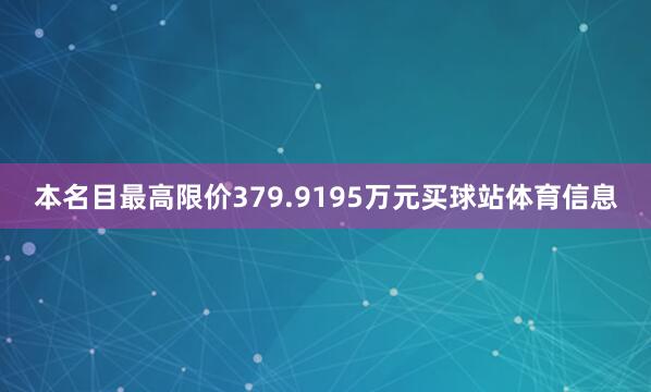本名目最高限价379.9195万元买球站体育信息