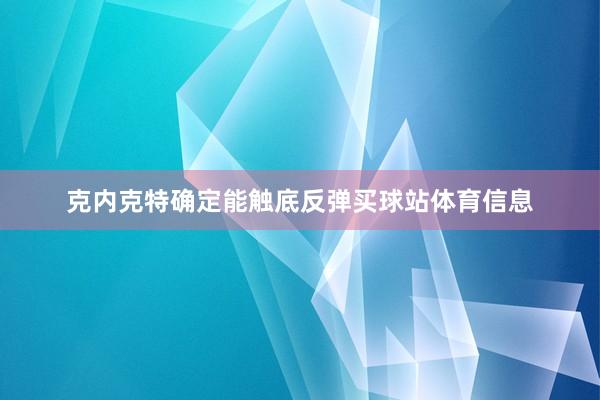 克内克特确定能触底反弹买球站体育信息