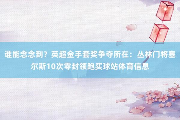 谁能念念到？英超金手套奖争夺所在：丛林门将塞尔斯10次零封领跑买球站体育信息