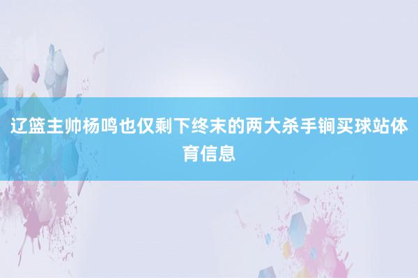 辽篮主帅杨鸣也仅剩下终末的两大杀手锏买球站体育信息