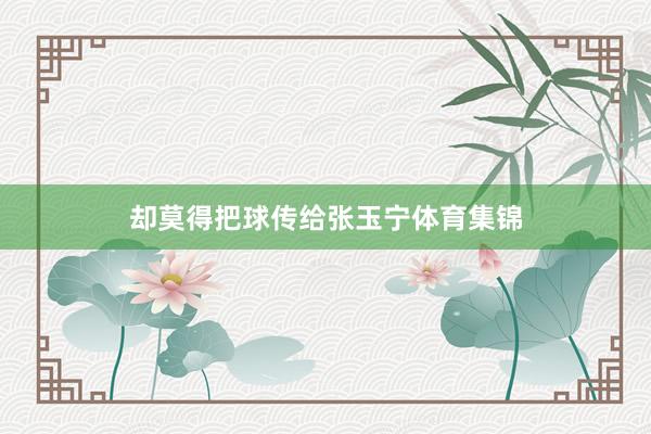 却莫得把球传给张玉宁体育集锦