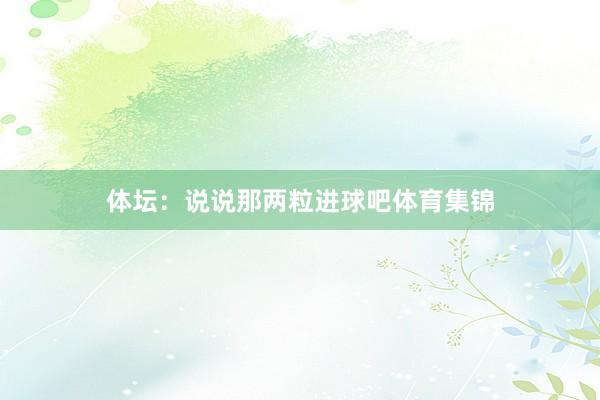 体坛：说说那两粒进球吧体育集锦