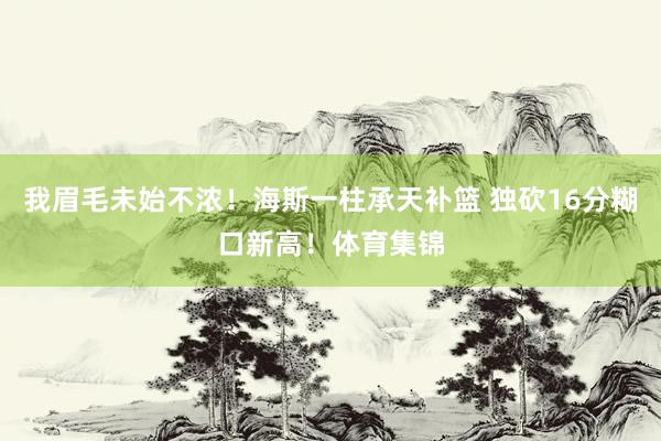我眉毛未始不浓！海斯一柱承天补篮 独砍16分糊口新高！体育集锦
