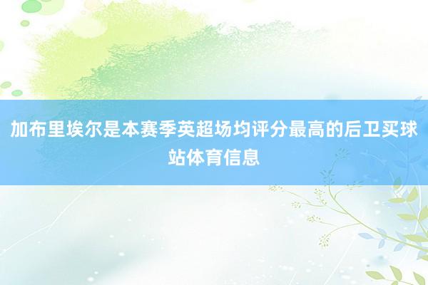 加布里埃尔是本赛季英超场均评分最高的后卫买球站体育信息